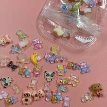 50pcs Mixed Mini Decorative Buttons - Cute Bears, Rabbits And Various Cartoon Characters, Suitable For DIY Crafts, Slime Decorations, Scrapbooking, Hair Clips, Phone Case Decorations, Nail Art Supplies, Nail Gems, Etc. Nails - Multicolor - View 12