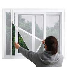 2026 Pantalla anti-mosquitos de tamaño personalizado, pantallas de ventana autoadhesivas, tipo con cremallera para el hogar - Blanco - Ver 2