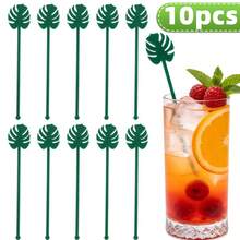 10 que khuấy đồ uống bằng acrylic, que khuấy cocktail độc đáo, dụng cụ pha chế, thích hợp cho đồ uống lạnh, tiệc sinh nhật, lễ tốt nghiệp, các dịp lễ hội. - màu xanh lá - Xem 7