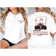 Camiseta de Carreras F1 de Sergio Pérez: Ropa para Fanáticos de la Fórmula Uno - Negro - Ver 1