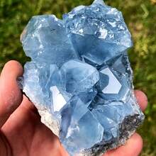 1PC Bohemian Celestite Cluster (Rock Crystal With Natural Cracks, Not Damaged), Unique Blue Mineral Specimen, Geode, Suitable For Home And Office Decoration - Blue and White - View 28