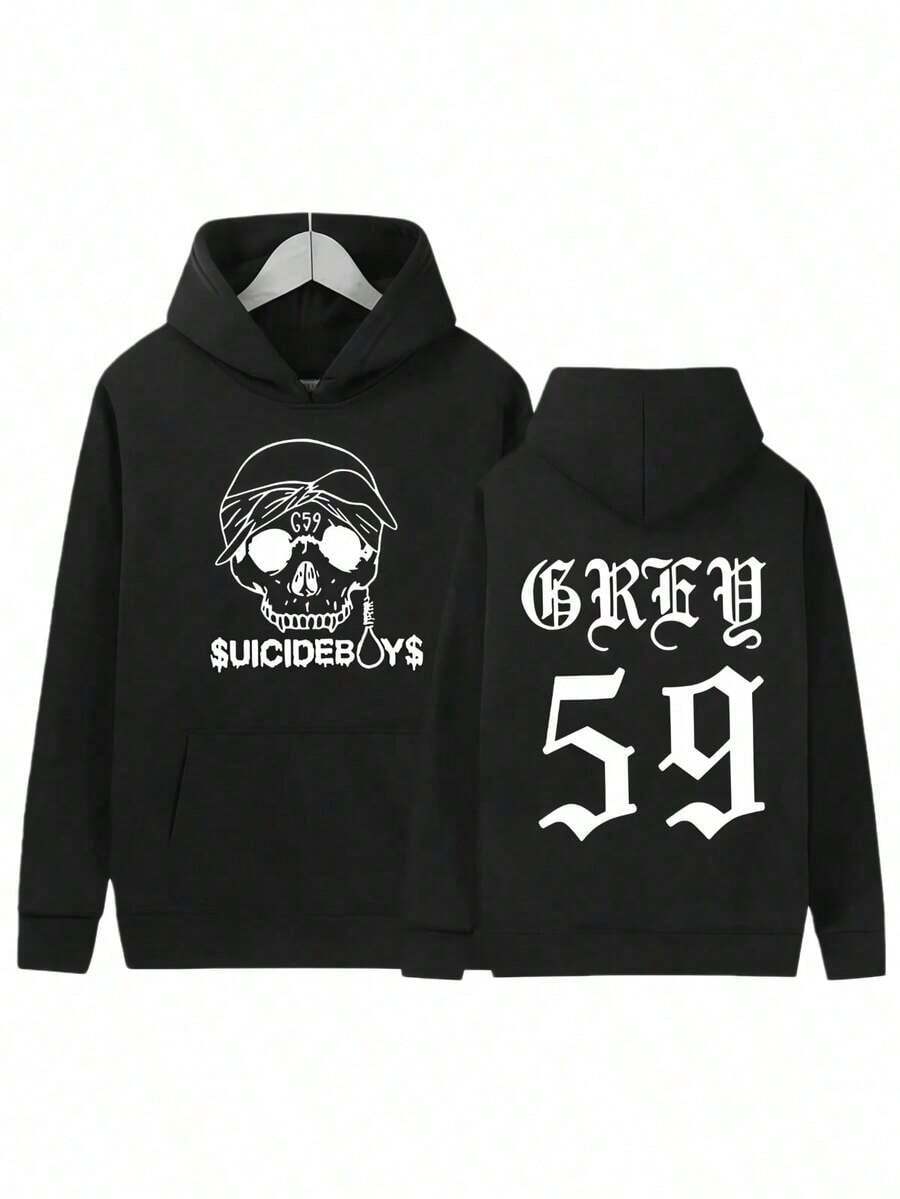 2025 Fall_Winter Suicide Baby Men's G59 Travel Top Hooded Printed Sweatshirt Vintage Gothic Punk Extra Large Streetwear Hip Hop (5)Warm And Comfortable - Black - View 1