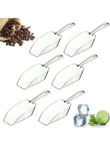 6 piezas Mini espátulas de plástico transparente, cucharas, cucharas multiusos pequeñas para helado, adecuadas para bodas, dulces, postres, bufés, helado, proteína en polvo, café, té - transparente - Ver 1