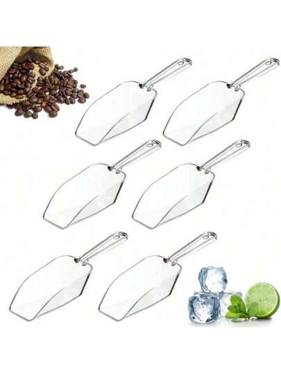 6pcs Mini Transparent Plastic Kitchen Spatulas, Spoons, Multipurpose Small Ice Cream Scoops, Suitable For Weddings, Candies, Desserts, Buffets, Ice Cream, Protein Powder, Coffee, Tea