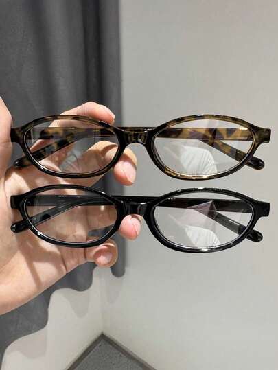 2pcs Women's Anti-Blue Light Glasses, Cute Oval Full-Rim Glasses - Non-Prescription Colored Frames, Suitable For Computer And Mobile Gaming, Y2K Style Daily Wear, Fits Most Face Shapes