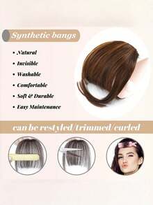 1pc Clip-On Bangs, Natural Invisible Seamless Air Bangs, Suitable For Students And Daily Wear, Random Color (Color May Vary Slightly From Image), Hair Accessory, Valentine's Day Hair Accessory Gift - Multicolor - View 4
