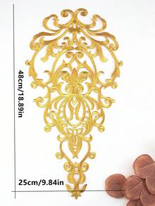 1pc Large Size Golden Thread Embroidered Hollow Patch, Heat Seal Adhesive, Suitable For Jacket, Robe, Clothing Decoration - Multicolor - View 13