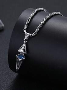 1pc Unisex Fashionable Random Geometric Pendant Necklace With Stainless Steel Chain, Suitable As Boyfriend/Girlfriend Gift, Party Accessory, Summer Fashion Essential - Multicolor - View 6