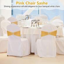 150 Pieces Spandex Stretch Chair Sashes Bows Elastic Chair Cover Bands Ties With Slider Wedding Party Reception Events Universal Ceremony Banquet Decorations (Gold) - Gold - View 7
