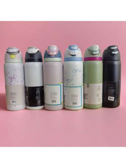 Owal-A 32oz Stainless Steel Insulated Water Bottle - Leak-Proof Sports Water Bottle With Dual-Function Spout Lid, Flip Straw, And Wide Mouth Opening, Keeps Drinks Cold For 24 Hours, Suitable For Fitness, Travel And Daily Use