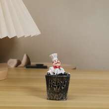1pc Charming Chef Theme Toothpick Holder With Wooden Barrel - Resin, No Electricity Needed, Perfect For Home And Party Decor - Push Box - View 2