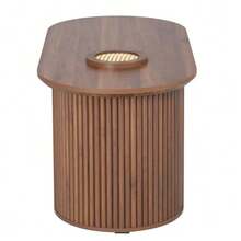 Modern Retro Style Coffee Table, Walnut Coffee Table With Vertical Texture, Dimensions: 105 Cm (Length) X 50 Cm (Width) X 46.5 Cm (Height). - Maroon - View 5