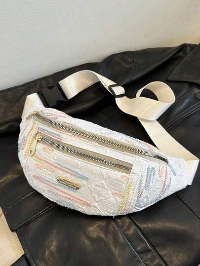 Bolsa de pecho de cuerda colorida, bolsa de cintura de jacquard retro, bolsa de hombro cruzada casual para ir y venir, estilo INS