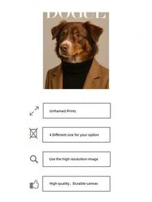 1幅无框时尚绅士狗狗肖像艺术印刷品，时尚犬类插画，可爱小狗墙饰，适合爱狗人士，客厅、卧室、宿舍装饰，趣味海报，墙面印刷品，复古装饰，大学宿舍必备，返校季最佳礼物之选 - 時尚狗 - 查看 5