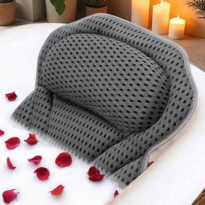1 Piece Bath Pillow, Bathtub Pillow, Neck Support Cushion, Bathtub SPA Mat, Relaxing Head Rest Bathtub Pillow, Portable Washable Bathtub Accessory With 4D Breathable Mesh Thick Soft Bath Pillow