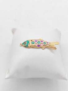 1件海洋生物主题鱼形项链吊坠，时尚优雅，适合日常佩戴 - 金黃色 - 查看 8