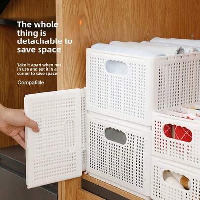 1 Hộp đựng đồ gấp gọn, thích hợp để đựng quần áo, đồ lót và các loại quần áo khác. Giỏ đựng đồ bằng nhựa dung tích lớn, có thể chia thành nhiều ngăn để dễ dàng sắp xếp các vật dụng khác nhau. Thích hợp để đựng một lượng nhỏ quần áo ngủ, đồ dùng văn phòng, mỹ phẩm, đồ ăn nhẹ và các đồ chơi khác. Cũng có thể dùng để đựng trái cây, rau củ, quần áo, mỹ phẩm/trang sức, sách và tạp chí, dây tai nghe, quần áo bẩn và các vật dụng khác.