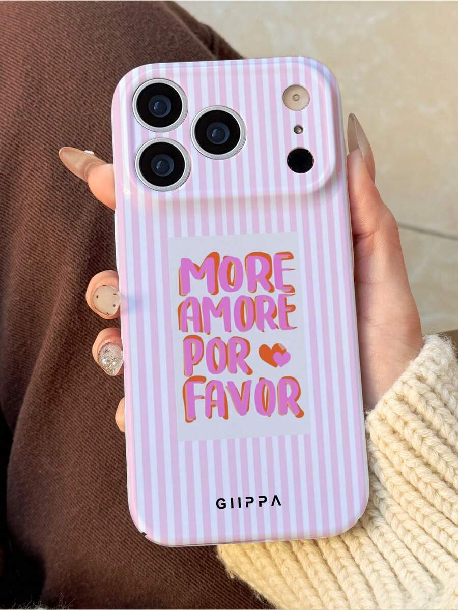 GIIPPA 1 Piece Pink & White Vertical Striped Design Phone 17 Pro Max Case, Suitable For Phone 16 Pro Max, 15 Pro Max, 14 Pro Max, Korean Stylish And Interesting Phone Case, Compatible With 11/12/13/14/15/16 Pro Max Plus, Elegant Design Suitable For Both Men And Women, Ideal Gift For Girlfriend On Christmas, Valentine's Day, Easter, Wedding Season And Birthday - Multicolor - View 1