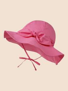 1顶婴儿碎花遮阳帽 | 女童大帽檐防紫外线渔夫帽 | 带蝴蝶结的可调节沙滩帽 - 1PC - 查看 15