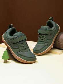 1双儿童休闲运动宽头鞋，时尚百搭，舒适耐穿，适合儿童日常外出和运动，军绿色 - 軍綠色 - 查看 4