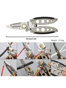 7-Inch Multi-Functional Wire Stripper - Professional Tool Gift, Electrician Crimping Pliers, Cable Stripping Scissors, Manual Tool - A - View 7