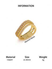 1 Stück Luxus Kubikzirkonia Wellen Ring für Frauen in Goldfarbe, geometrischer Ring, modischer Partyschmuck, Muttertags Geschenk - Gold - Übersicht 4