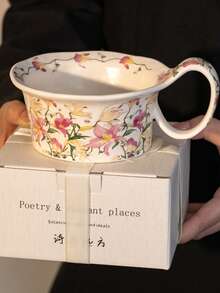 1 bát sứ 400ml có tay cầm, chịu nhiệt, dùng đựng bữa sáng/sữa/sữa chua/phô mai tại nhà. - Màu Hồng baby - Xem 4