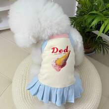 可爱卡通猫狗连衣裙，小宠物裙 - 淺藍色 - 查看 3