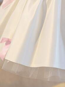 Baby Girls' Spaghetti Strap Bow Ruffle Sleeve Princess Dress, Suitable For Birthday Party, Flower Girl, Wedding, Prom, Holiday Celebration - White - View 5