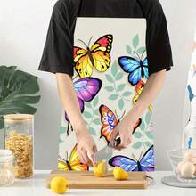 Colorful Butterflies Floral Pattern Apron Let's Cook Apron Adult Women Men Chef Tablier Cuisine For Kitchen Cooking Funny Gardening - 1pc solid color - View 4