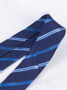 1pc Men's Business Necktie, 8cm Width, Handmade, Professional Formal Wear, Jacquard Polyester Tie - Blue - View 2