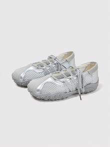 MASKERT Giày nữ thường ngày, giày thể thao, giày búp bê buộc dây, giày sneaker lưới, đế mềm thoải mái để mang hàng ngày. - Bạc - Xem 3