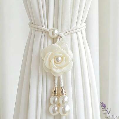1/2 chiếc dây buộc rèm hoa ngọc trai giả, dây buộc rèm trang trí ngọc trai lãng mạn, thích hợp cho phòng ngủ, phòng khách, ban công, rèm cửa, trang trí rèm voan có thể điều chỉnh, dây buộc rèm tua rua, món quà đặc biệt lý tưởng cho bạn bè