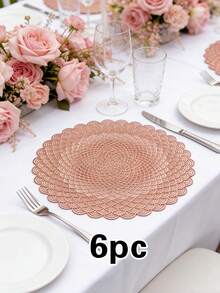 1/4/6pcs Minimalist Wave Pattern PVC Gold Foil Placemats, Hotel & Restaurant Decor Heat Insulation Non-Slip Table Mats, Suitable For Wedding, Party, Valentine's Day, Holiday Celebration, Picnic, Birthday Banquet Table Decoration - Multicolor - View 13