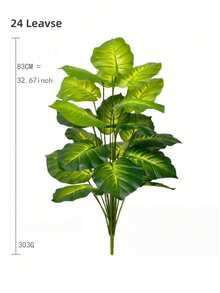 OBOVAY 1件熱銷大尺寸人造金錢樹葉片，12/18/24片大葉 (植株高度58-85cm)，熱帶雨林風寬葉人造綠植，全天候室內/室外人造植物，北歐風人造盆栽，適用於居家、花園、飯店、庭院、陽台裝飾，婚禮派對攝影背景，波希米亞景觀，手工DIY人造葉片，現代家居裝飾 - 彩色 - 查看 6