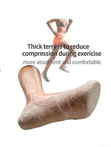 5双装女士米色加厚棉质低帮平底防滑船袜 - 米色 - 查看 2