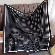 Women's Large Square Satin Scarf 90x90 Chic Polyester Printed - Black Ball - View 4