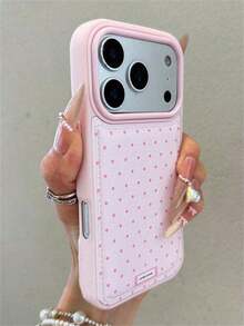 Y2K Retro Polka Dot Pink Leather Phone Case Compatible With  17 Promax Phone Case Suitable For  16 Promax 17 Pro 16 17 15 14 13 Pro Max And  17 Air.The Appearance Is Beautiful And Simple, And The Back Cover Is Soft, Shockproof, Waterproof, Drop Proof, And Scratch Proof - 粉紅色波點 - 查看 5