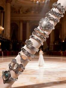 Bộ 12 chiếc nhẫn phong cách Bohemian đính pha lê, thiết kế gồm lá cây, bướm, phù hợp cho nữ, mùa hè, đi biển, đeo hàng ngày, cũng thích hợp cho Ngày Valentine, Ngày của Mẹ, Lễ Phục Sinh, có thể dùng làm quà tặng. - Vàng - Xem 5