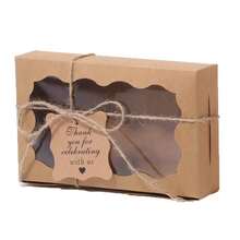 10pcs (With Rope & Hang Tag) Wedding Gift Boxes With Ribbon & Card, Transparent Visible Paper Design, Suitable For Wedding Party, Birthday, Wedding Decoration, Holidays - View 10