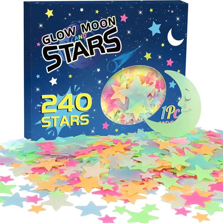 1 Set Glow-In-The-Dark Star Wall Stickers, 3D Luminous Stars Decals For Ceiling, Wall, Room Decoration, Suitable For Bedroom, Study - View 10