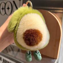 Cute Avocado Plush Pendant, Faux Rabbit Fur Material, Ins Style Backpack Car Decor, Adorable Fruit Design Creative Small Gift, Green Little Feet Design, Holiday Gift - Green - View 4