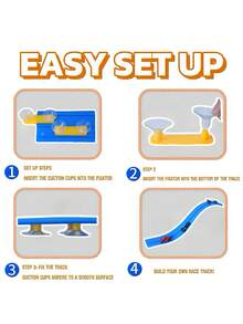 儿童双轨赛车玩具套装，PVC软橡胶轨道可自由弯曲连接，配有2/4辆迷你赛车，无需电池，重力驱动，灵活的赛车轨道玩具，DIY双轨赛车轨道，儿童游戏礼物 - 彩色 - 查看 11