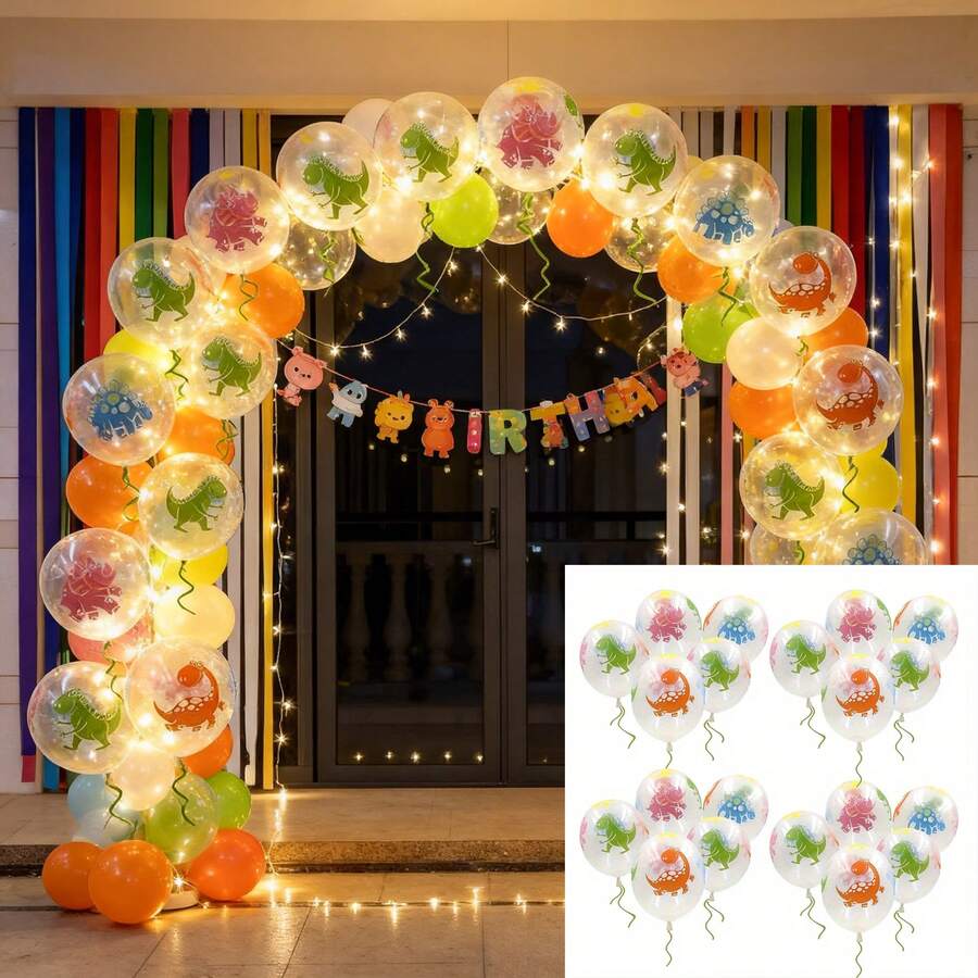 20 pezzi Palloncini trasparenti a forma di dinosauro da 12 pollici - Palloncini in lattice a forma di dinosauro (T-Rex, Triceratopo, Brachiosaurio) per feste di compleanno, decorazioni a tema dinosauro, celebrazioni di animali - Adatti per forniture per feste di tutte le stagioni, decorazioni per vacanze, design divertente, stampa di alta qualità - Visualizzare 1