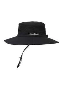 1件装女士夏季遮阳帽沙滩帽宽檐户外防紫外线帽可折叠透气网眼马尾辫渔夫帽 - 英文刺繡馬尾漁夫帽 - 查看 15