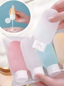 可重复灌装、防漏、无香型化妆品容器，适用于乳液、沐浴及护肤产品，便携式旅行装瓶套装，洗发水、沐浴露等化妆品补充装瓶套装，便携式保湿霜瓶 - 彩色 - 查看 3