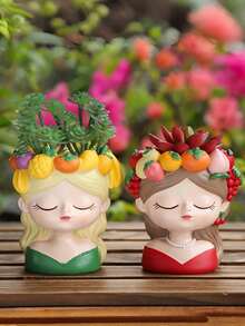 1 chậu hoa trang trí nghệ thuật bằng nhựa, hình dáng bất đối xứng, bề mặt được sơn, chậu để bàn thích hợp cho cây mọng nước và hoa tươi, quà tặng trang trí trong nhà/ngoài trời, cây cảnh vườn cổ tích, món quà lý tưởng cho bạn bè nữ. - A - Xem 9