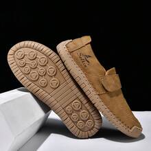 Unisex Casual Slip-On Loafers, Handmade Stitching, Suitable For Outdoor, Spring/Summer, Plus Size - Brown - View 6