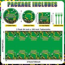 98 Pcs Green Hero Party Supplies Super Theme Birthday Plates Napkins Tablecloths Green Hero Disposable Dinnerware Tableware Set for Kid Cartoon City Cityscape Baby Shower Table Party Decoration - Verde - Ver 4