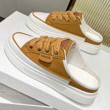 New Casual Slip-On Thick-Soled Half-Slip Sneakers, Comfortable And Fashionable, Daily Wear Street Half-Slip Casual Women's Shoes - Màu vàng - Xem 4